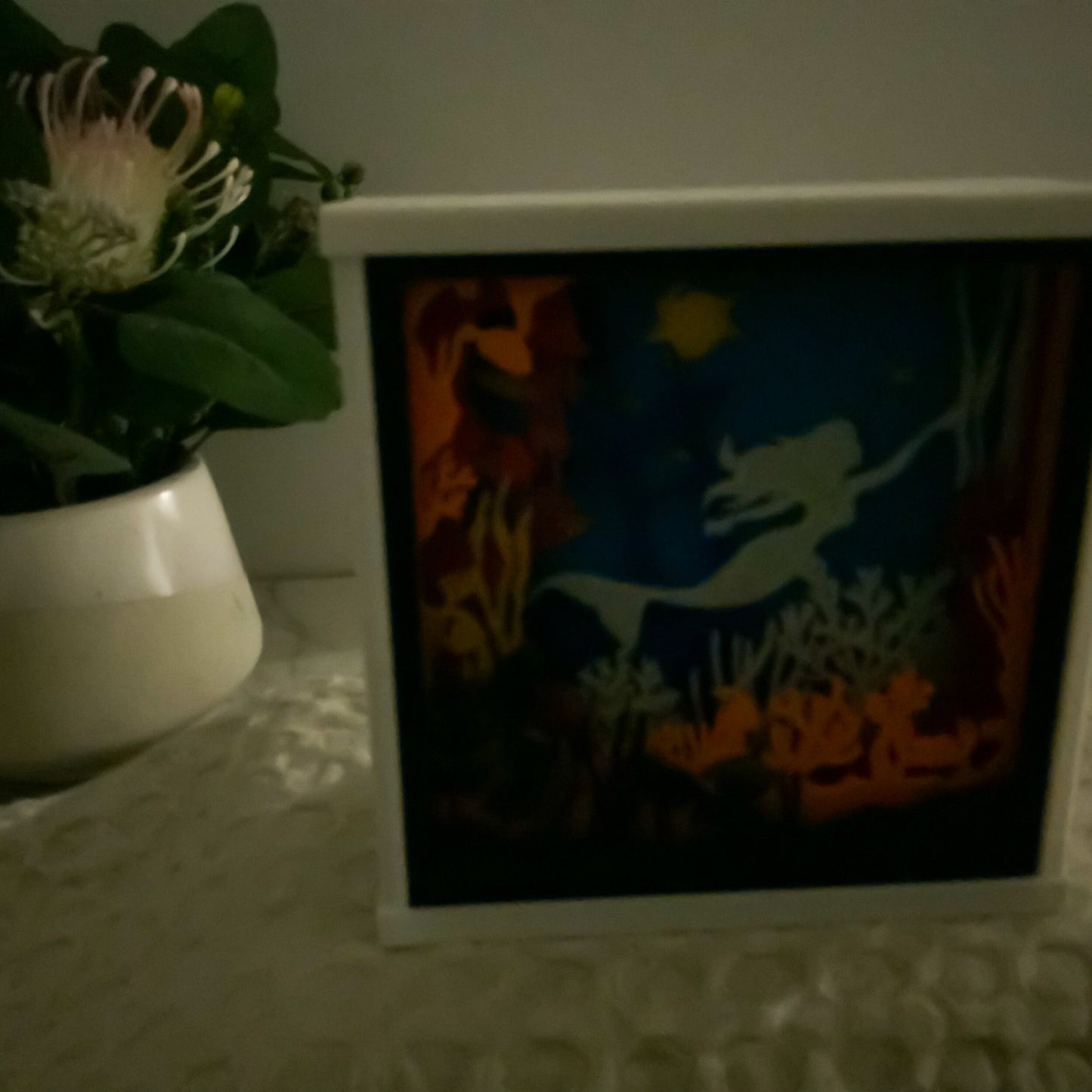 Little Mermaid 3D Light Box - Glow in the Dark - Battery Powered - Enchanting Shadow Box - Fantasy Art Decor