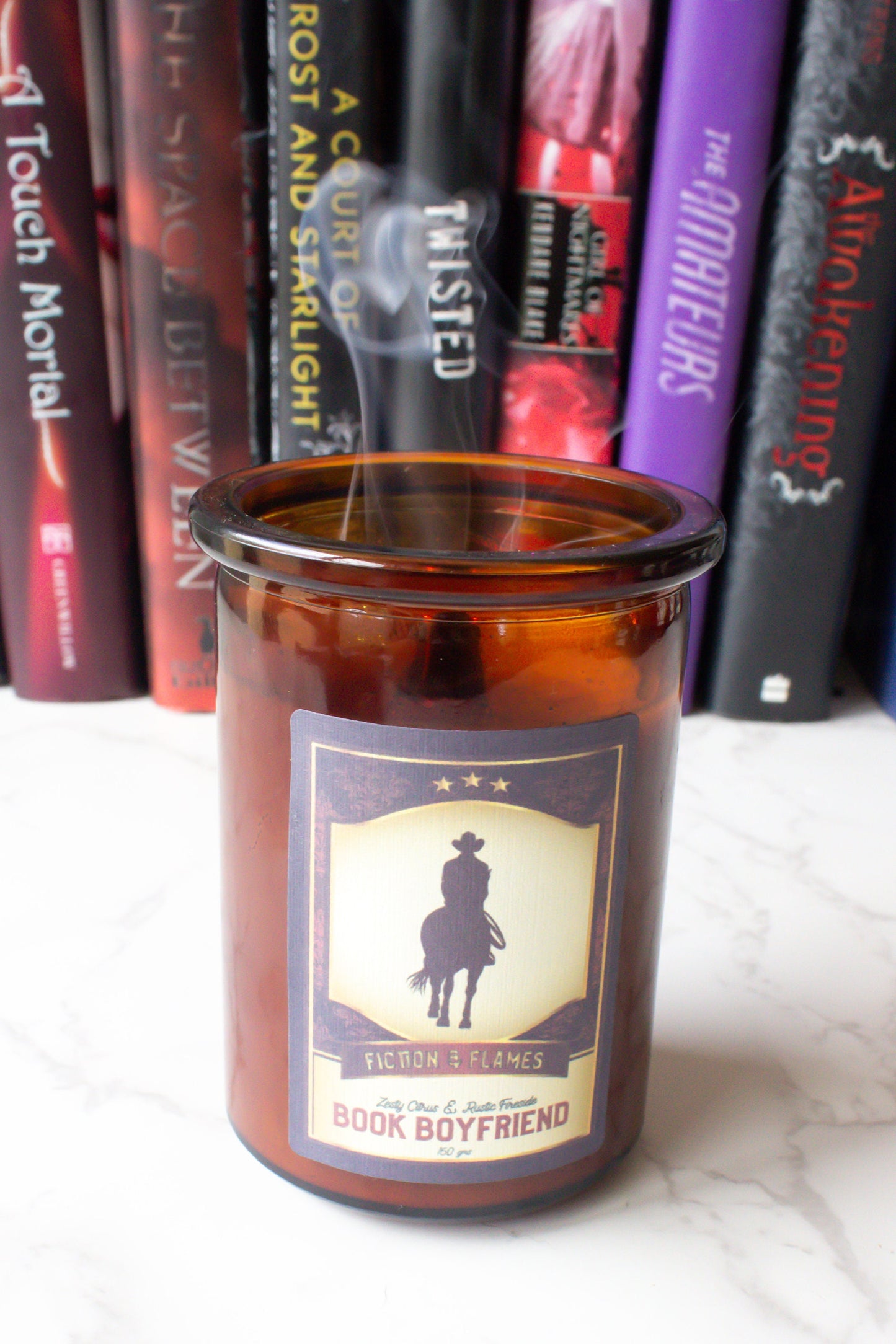 Book Boyfriend | Zesty Citrus & Rustic Fireside | Writers Gift | Aromatherapy Candle | Book Lover's Gift | Reader Gift | Bookish Candle