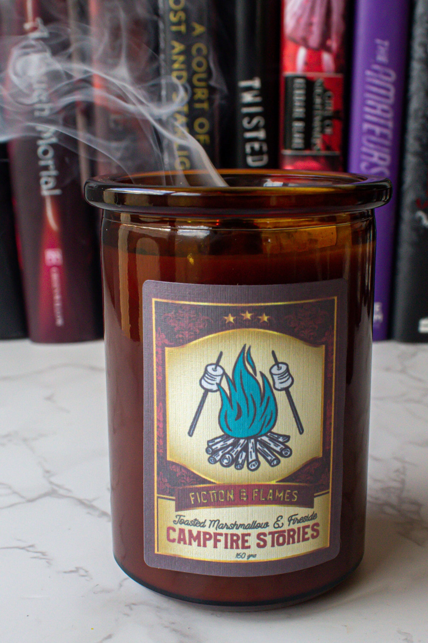 Campfire Stories | Toasted Marshmallows + Smoky Bonfire Scented | Bookish Candle | Soy Candle | Writers Gift | Aromatherapy Candle