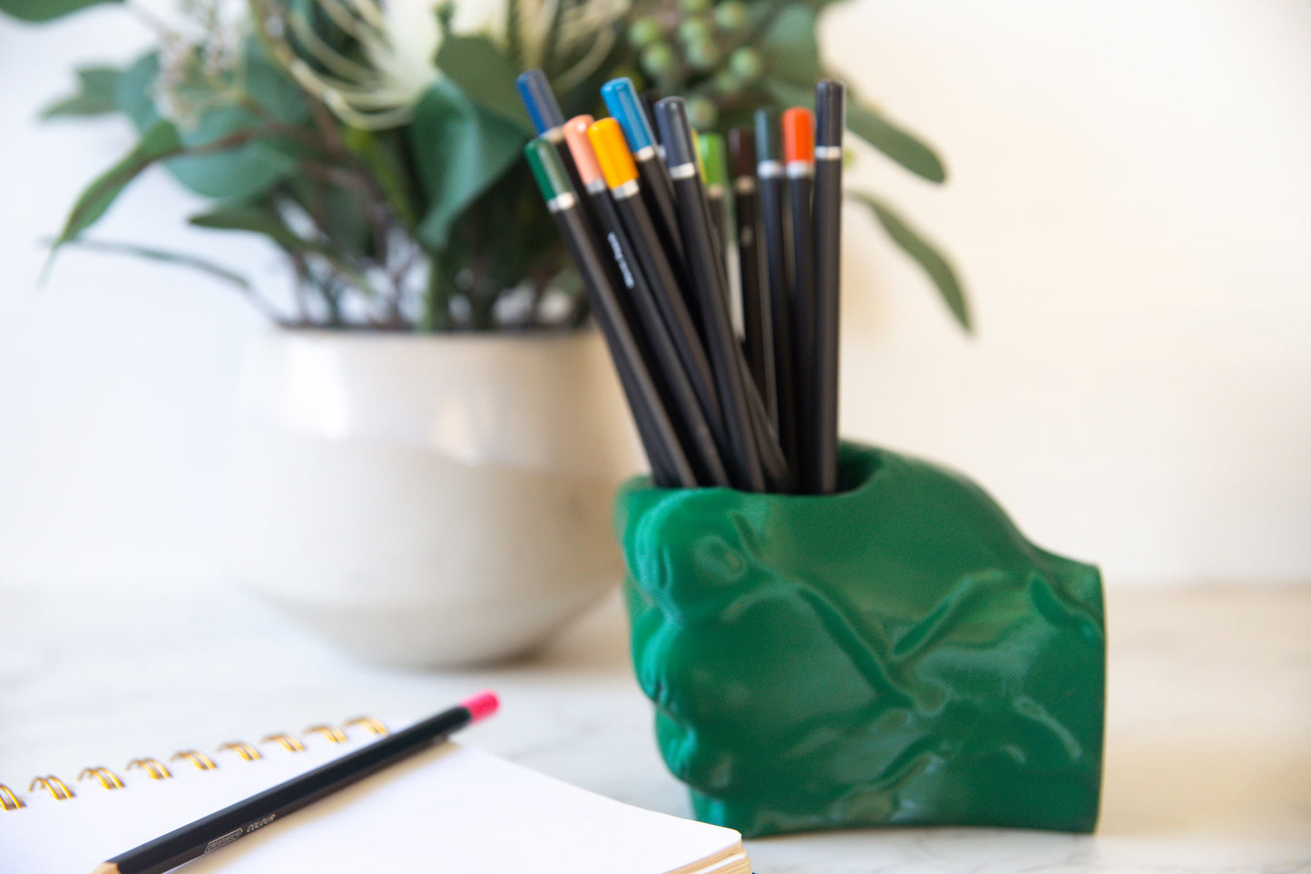 Hang On Fist Pen Holder - Dynamic Desk Organiser - 3D Printed - Multiple Colours Available - Fiction and Flames