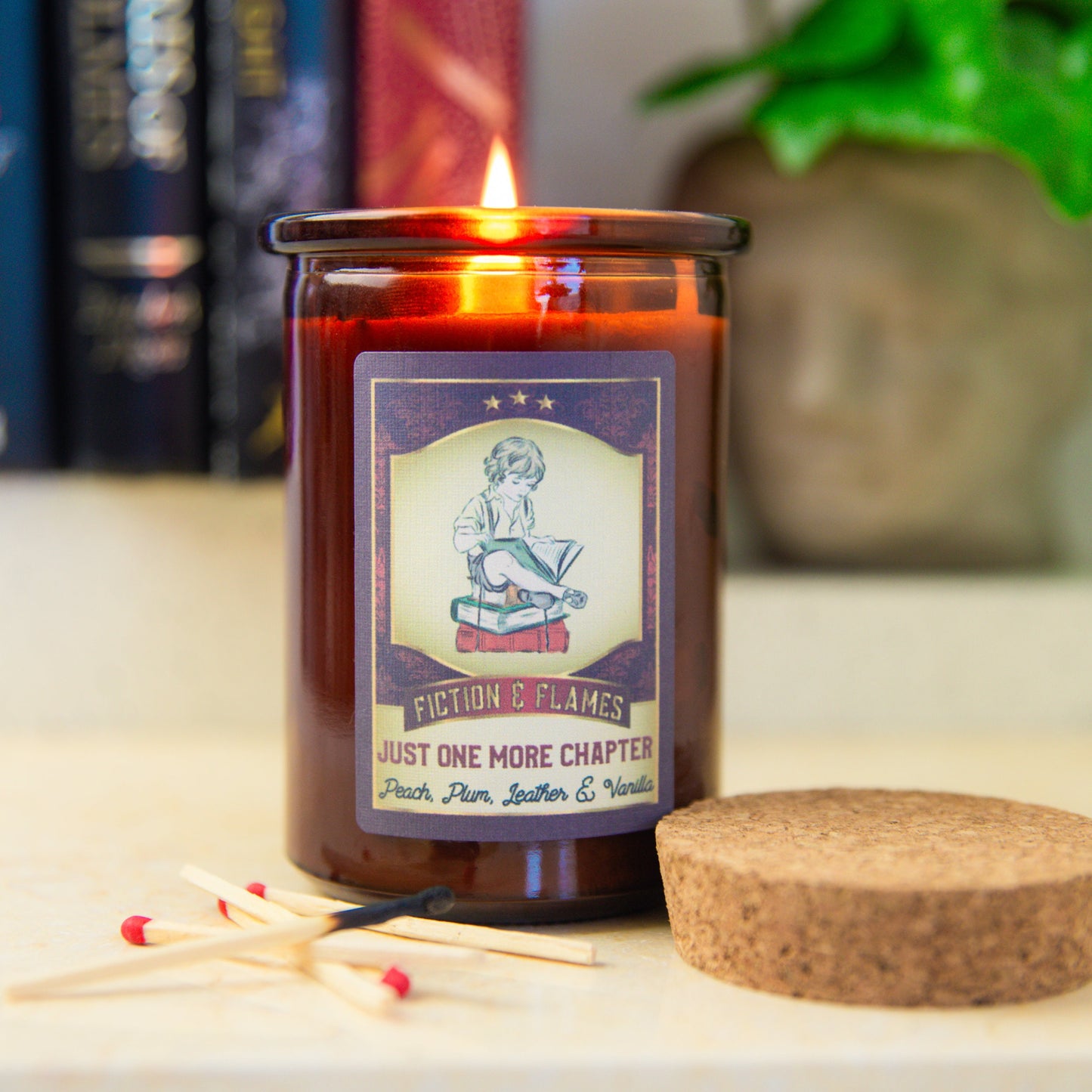 Just One More Chapter | Library Scented Candle | Peach, Plum, Leather & Vanilla Soy Candle | Writers Gift | Book Lover | Bookish Candle