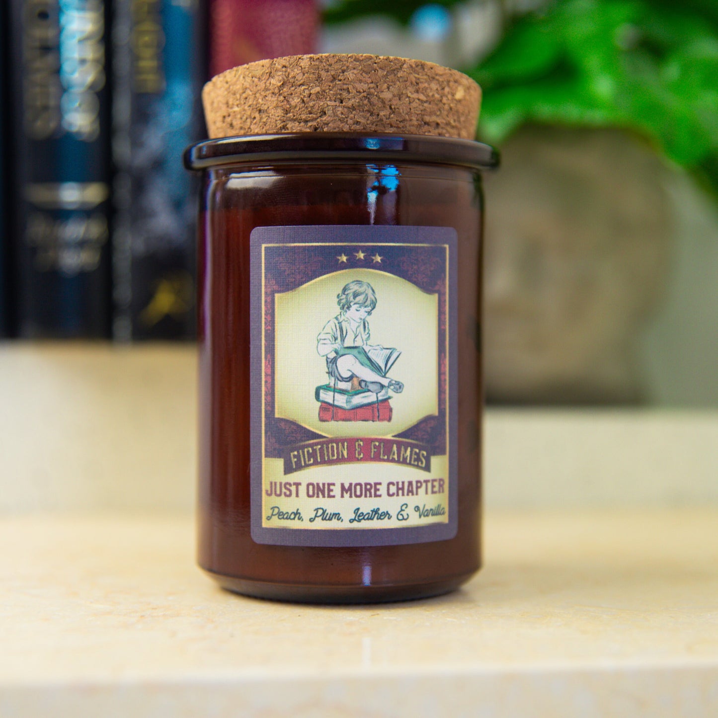Just One More Chapter | Library Scented Candle | Peach, Plum, Leather & Vanilla Soy Candle | Writers Gift | Book Lover | Bookish Candle
