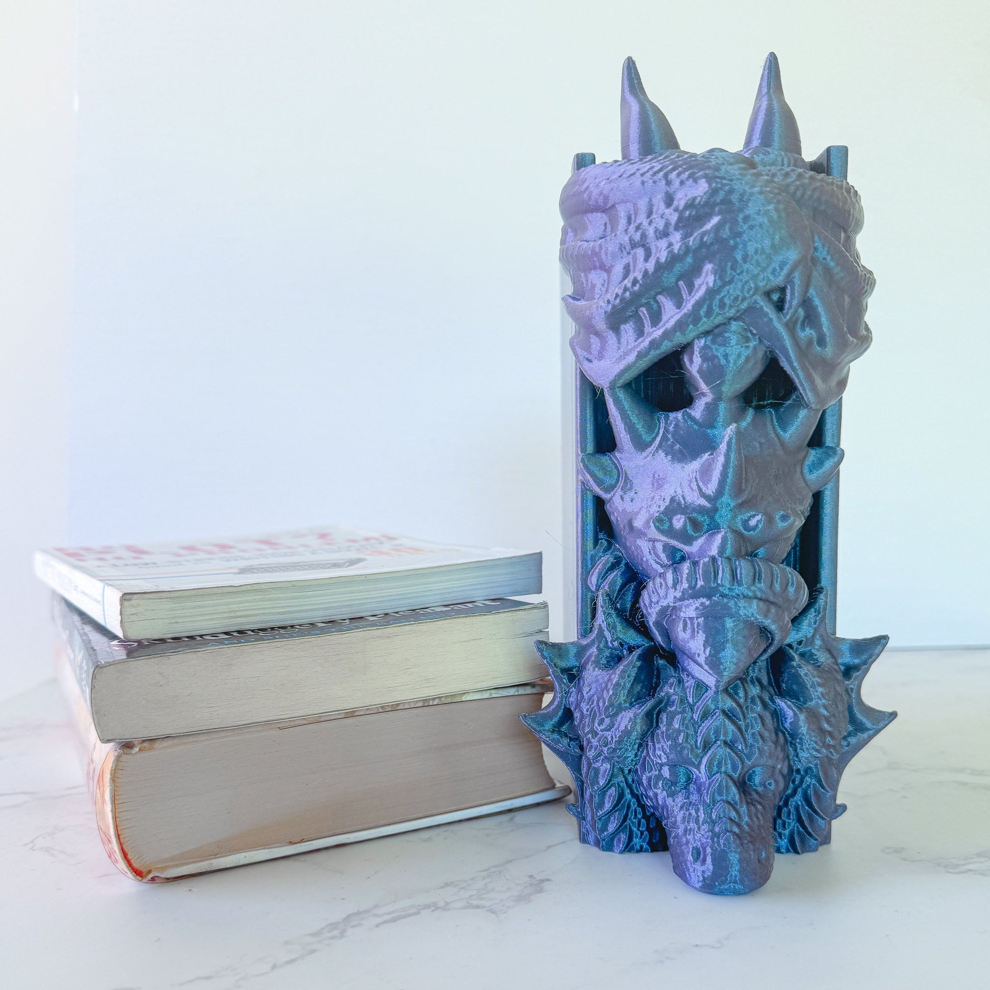 See No Evil Dragon Book Nook with hidden compartment | 3d printed | dragon book nook