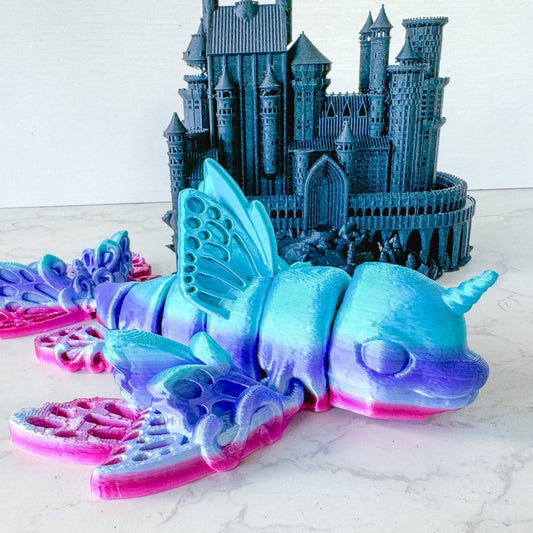 Articulated Flutterphin | Fantasy Dolphin Model | 3d Printed Fantasy Creature | Desk Fidget Toy - Fiction and Flames