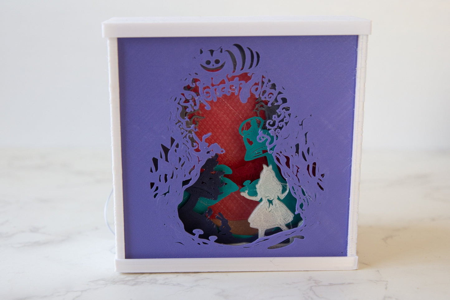 Alice in Wonderland 3D Light Box - Glow in the Dark - Battery Powered - Whimsical Shadow Box - Fantasy Art Decor