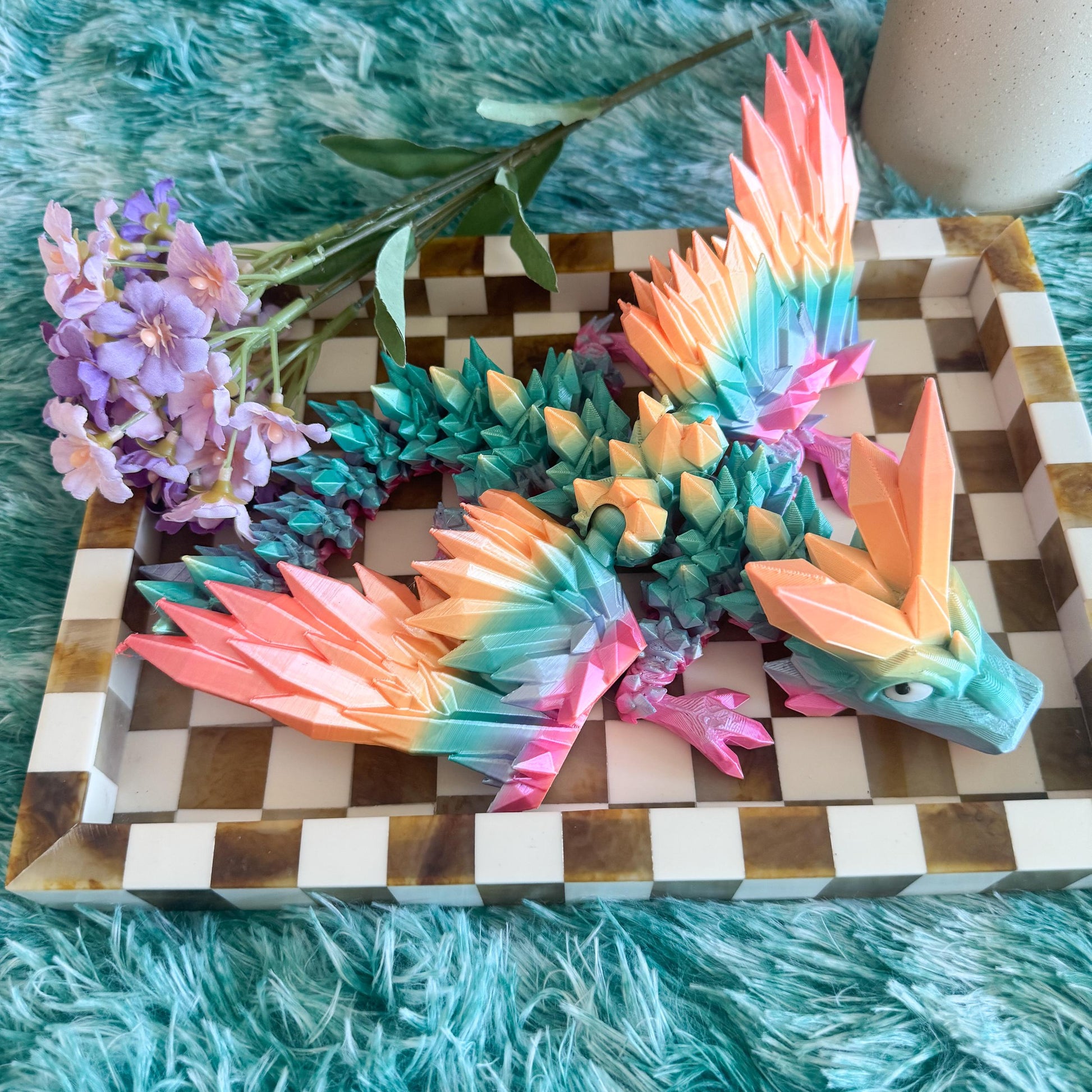 Articulated Baby Crystal Wing Dragon | Fantasy Dragon Model | 3d Printed Dragon | Desk Fidget Toy