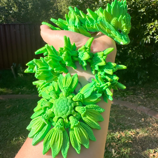 Articulated Sunflower Dragon | Fantasy Dragon Model | 3d Printed Dragon | Desk Fidget Toy
