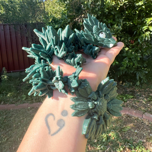 Baby Articulated Sunflower Dragon | Fantasy Dragon Model | 3d Printed Dragon | Desk Fidget Toy