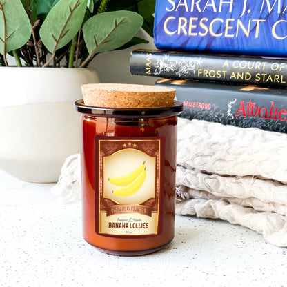 Banana Lollies Scented Candle | Candy Fragrance Candle | Sweet Treat | Birthday Gift | Aromatherapy Candle | Book Lover's Gift