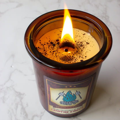 Campfire Stories | Toasted Marshmallows + Smoky Bonfire Scented | Bookish Candle | Soy Candle | Writers Gift | Aromatherapy Candle