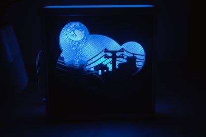 Charming Teddy Bear 3D Light Box - Glow in the Dark - Battery Powered - Heartwarming Shadow Box - Nostalgic Art Decor