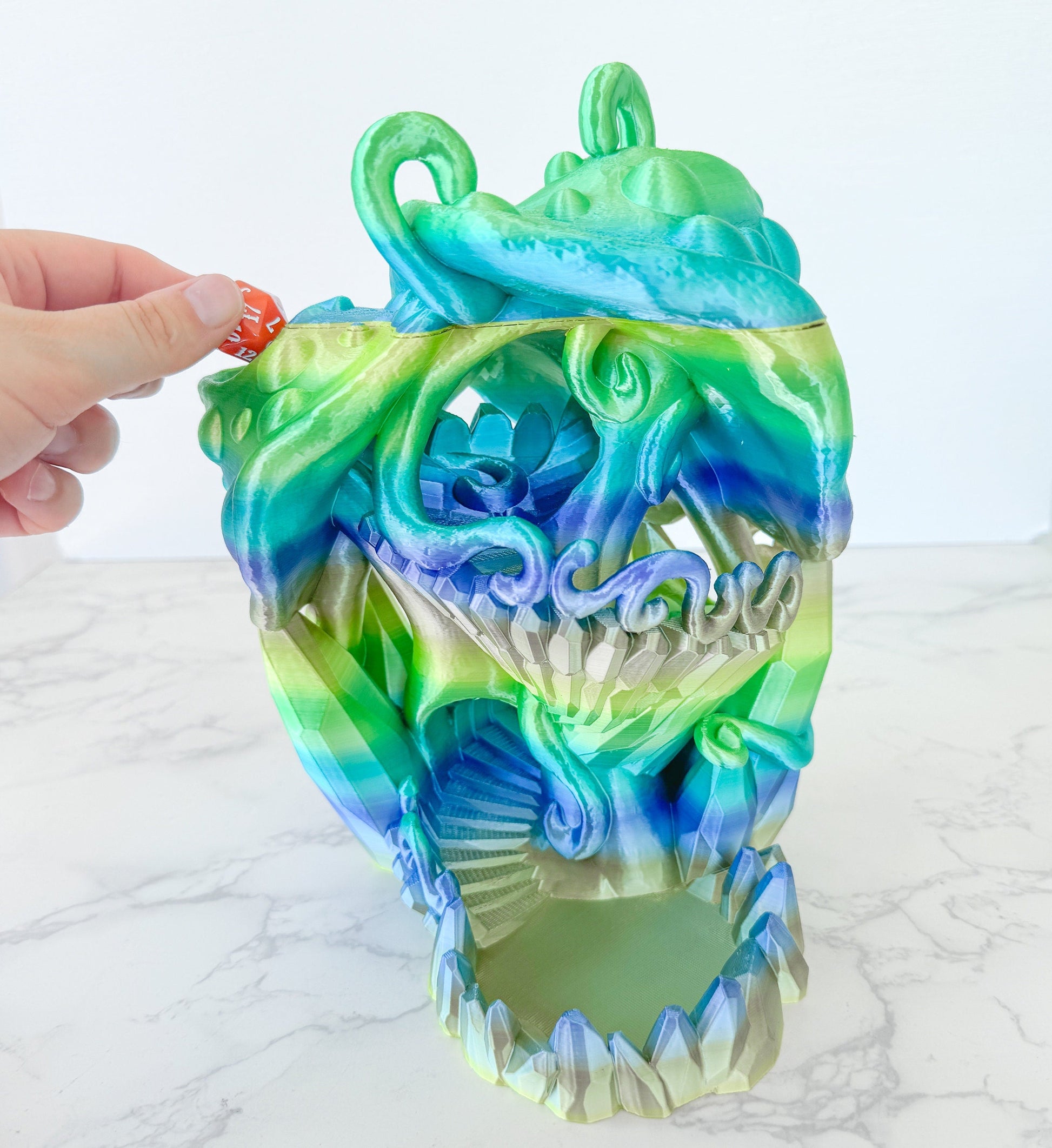 Crystal Mushroom Dice Tower with Dragon Stand | Tabletop Gaming | RPG Dice Roller