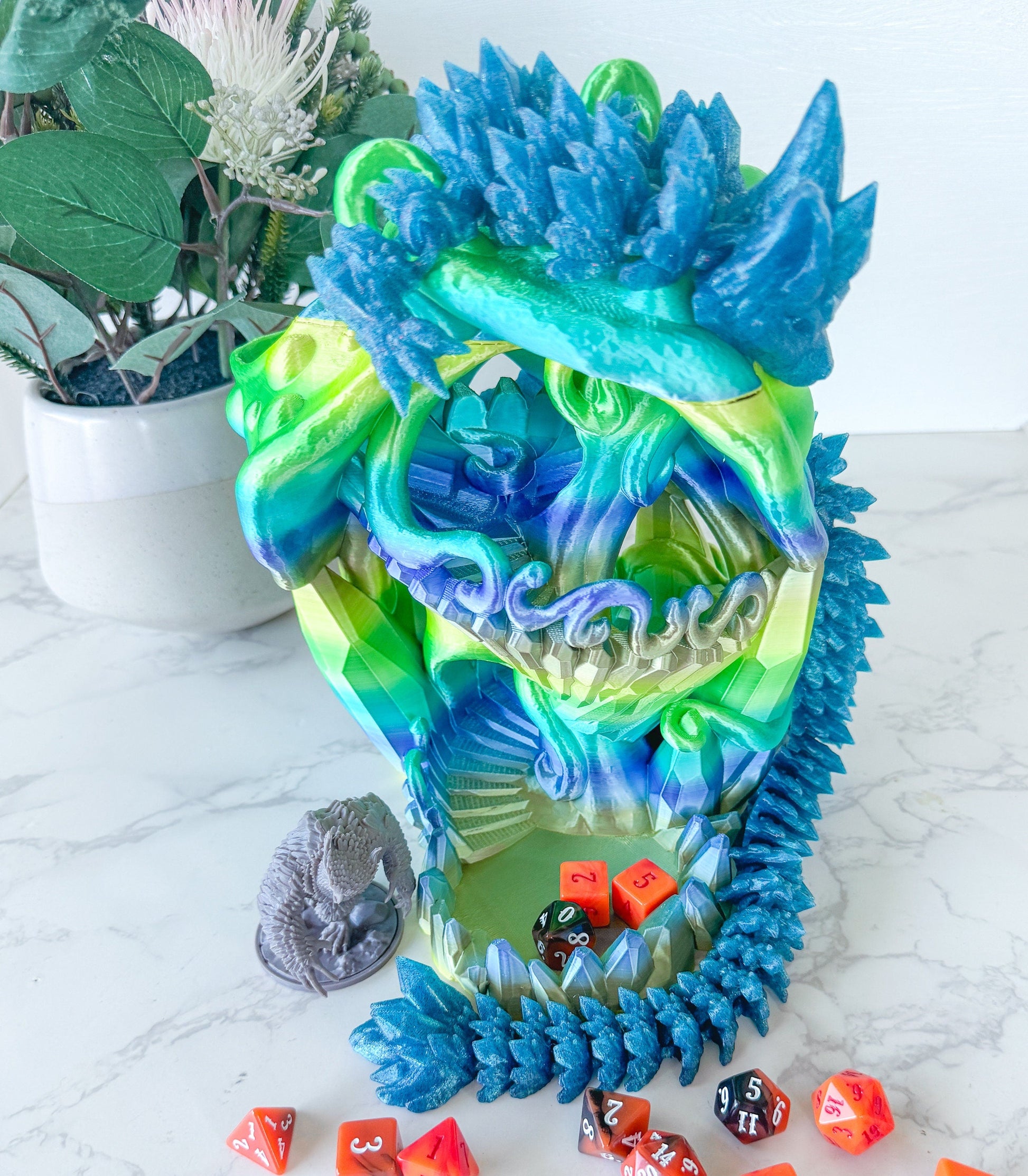 Crystal Mushroom Dice Tower with Dragon Stand | Tabletop Gaming | RPG Dice Roller