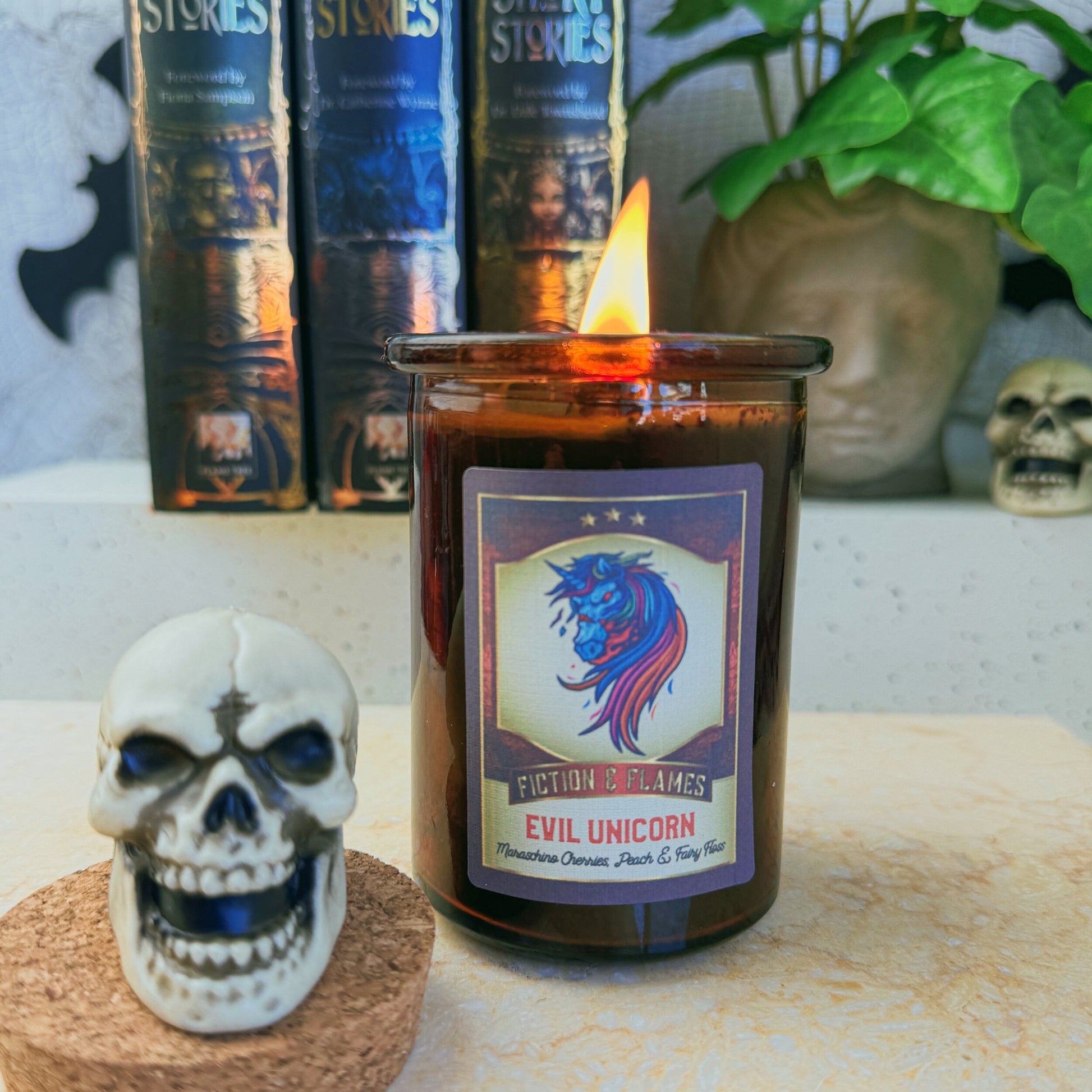 Evil Unicorn - Maraschino Cherries, Peach & Fairy Floss - Halloween Inspired Candle - Halloween Decor - Hand-Poured Soy Wax Candle