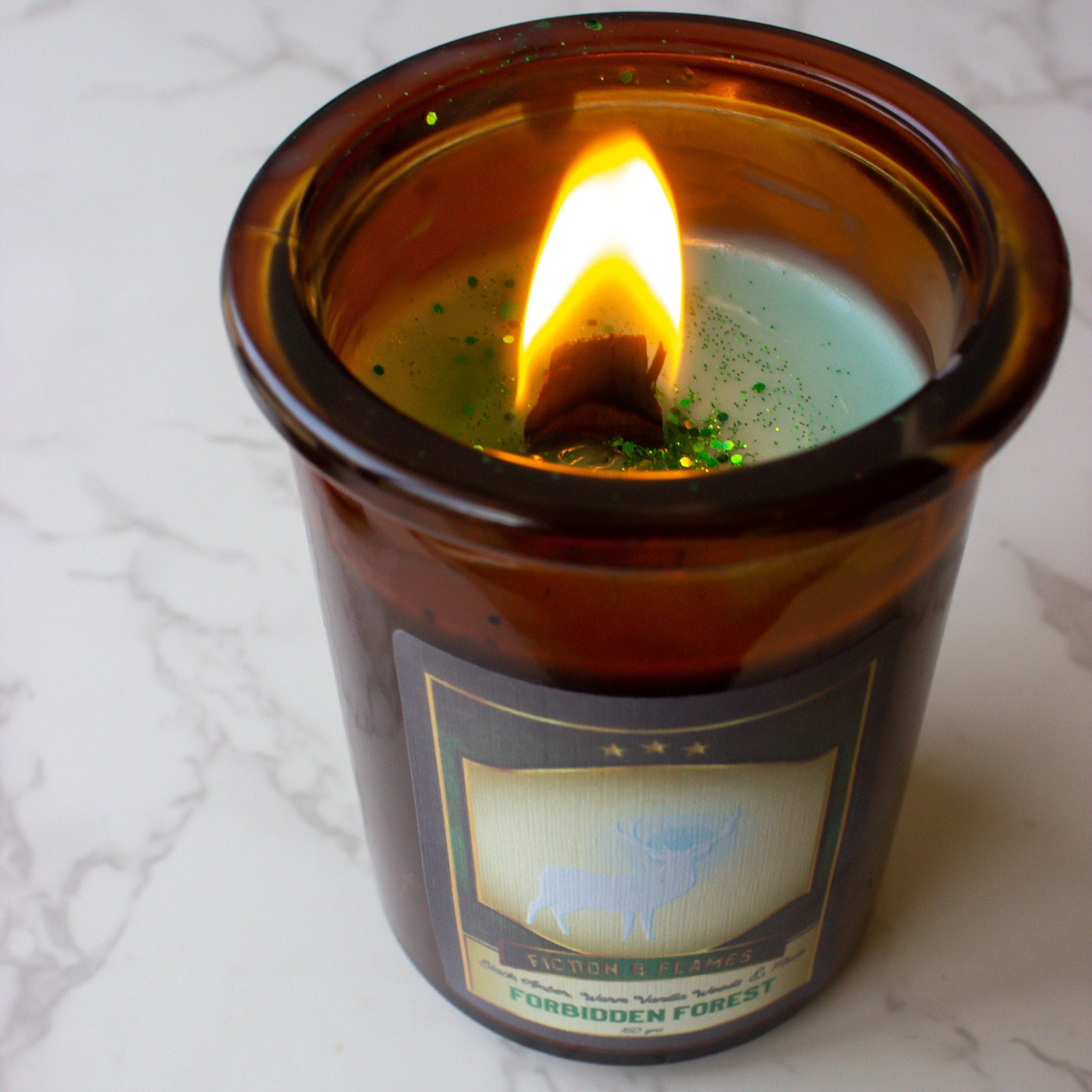 Forbidden Forest | Black Amber, Warm Vanilla Woods & Musk | Soy Candle | Wood Wick | Readers Gift | Writers Gift | Wizarding School Inspired