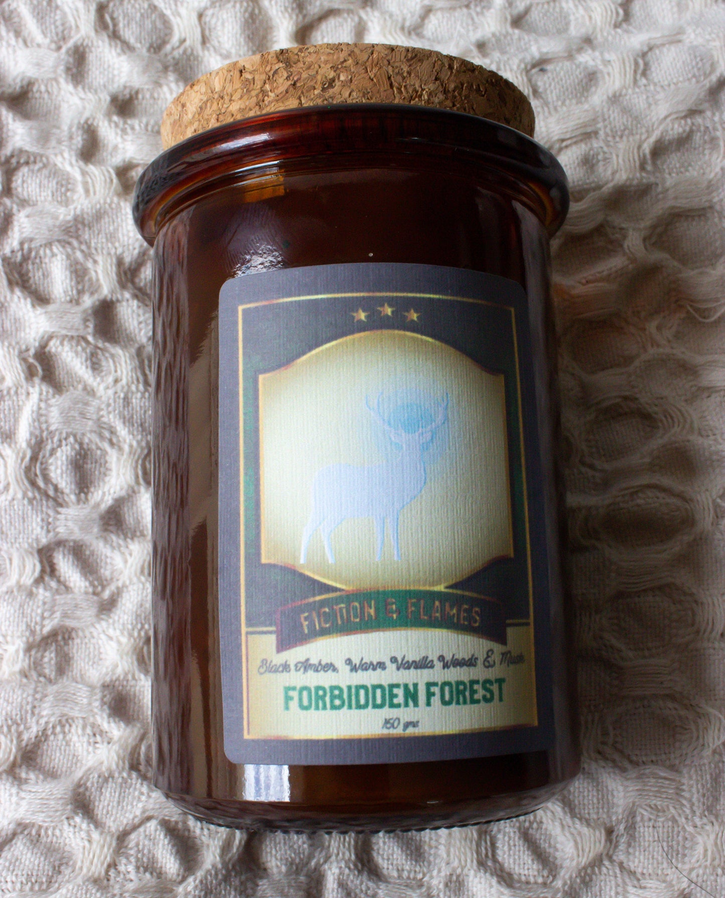 Forbidden Forest | Black Amber, Warm Vanilla Woods & Musk | Soy Candle | Wood Wick | Readers Gift | Writers Gift | Wizarding School Inspired