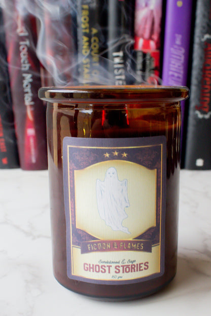 Ghost Stories | Sandalwood & Sage Scented Candle | Halloween Inspired Candle | Writers Gift | Aromatherapy Candle | Book Lover's Gift