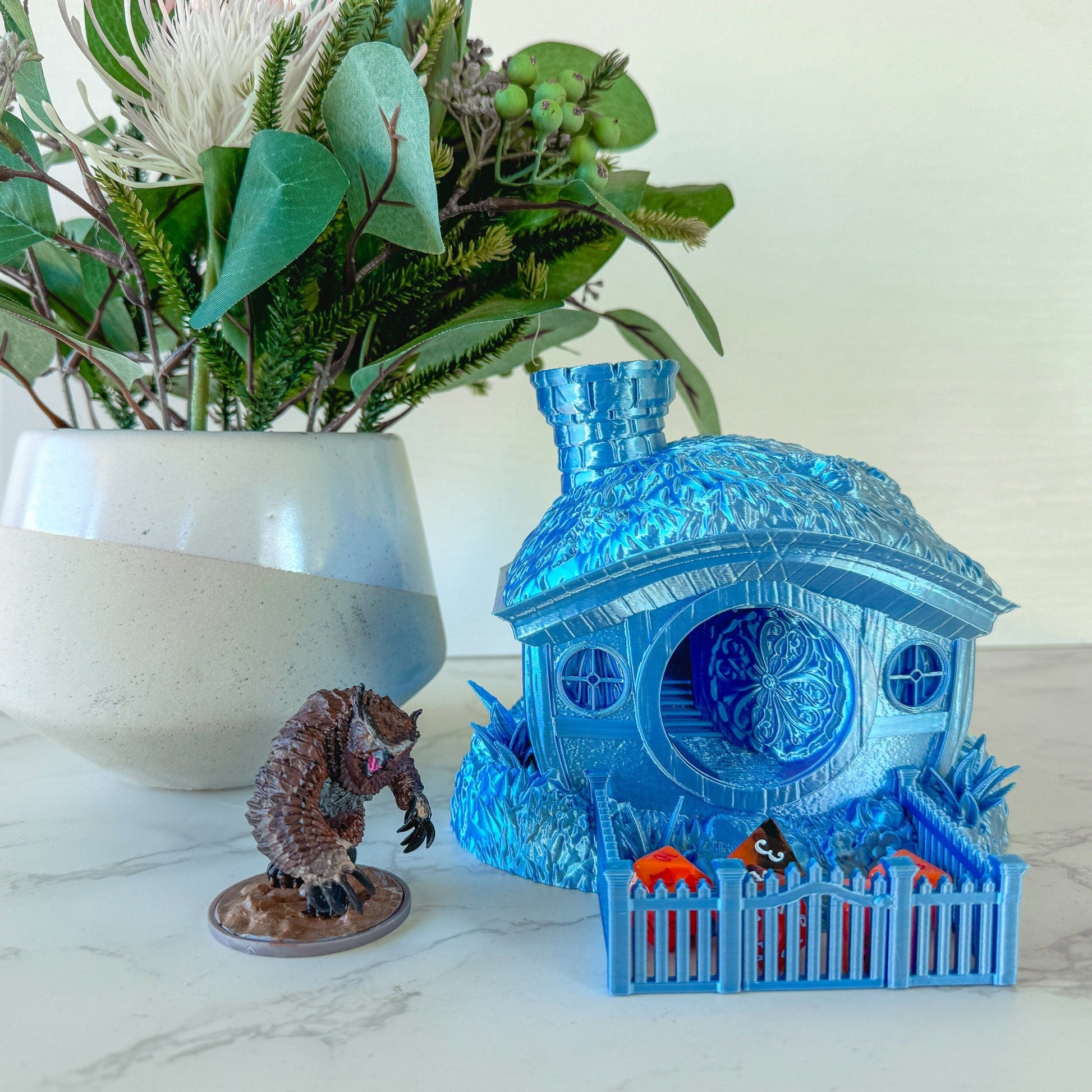 Halfling Hut Dice Tower with dice tray | Tabletop Gaming | RPG Dice Roller