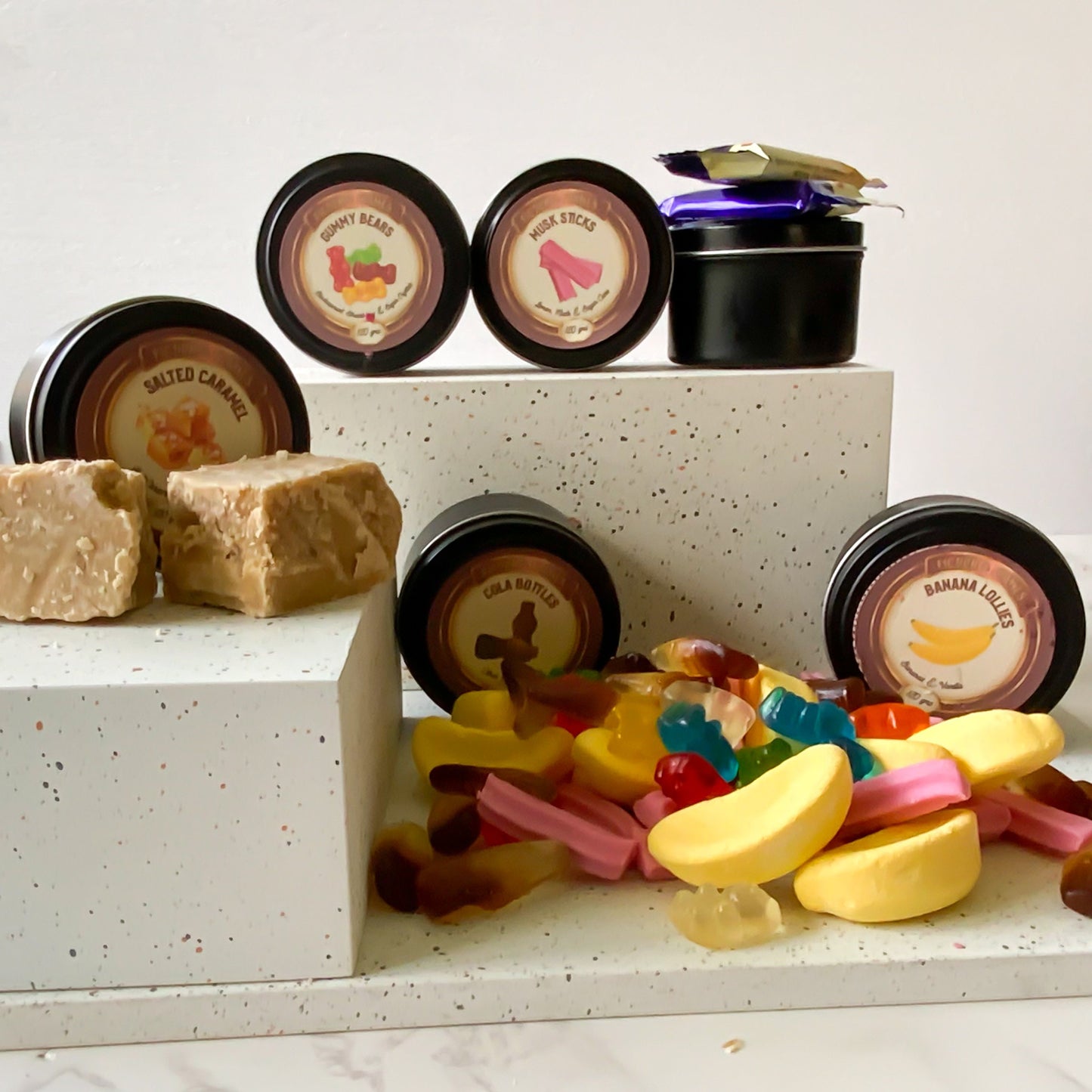 Sweet Retreat Candle Gift Box | Candy Scented | Birthday Present | Writers Gift | Readers Gift | Hand Poured | Aromatherapy Scented Candle - Fiction and Flames 