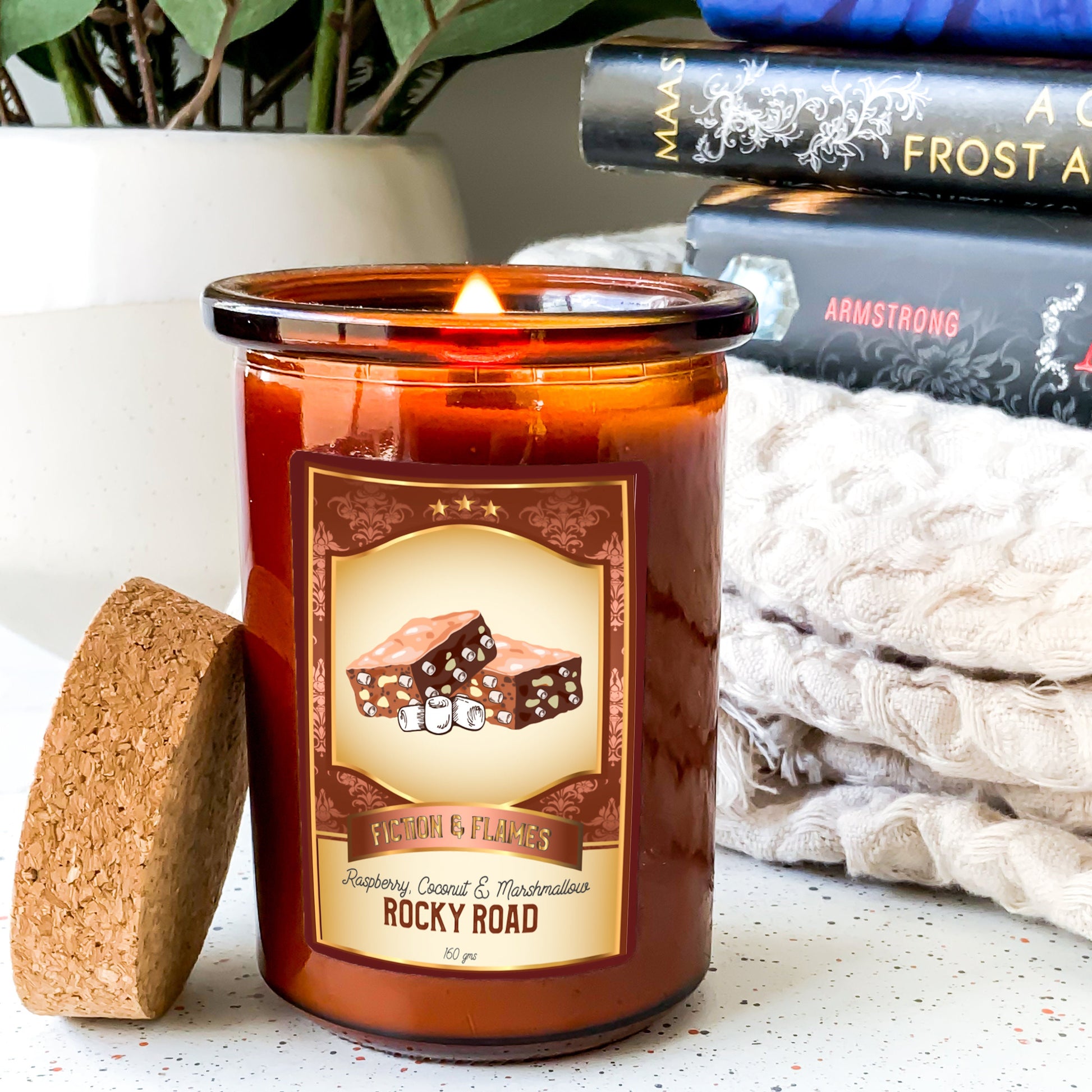 Rocky Road Scented Candle | Candy Fragrance Candle | Sweet Treat | Birthday Gift | Aromatherapy Candle | Book Lover's Gift - Fiction and Flames 