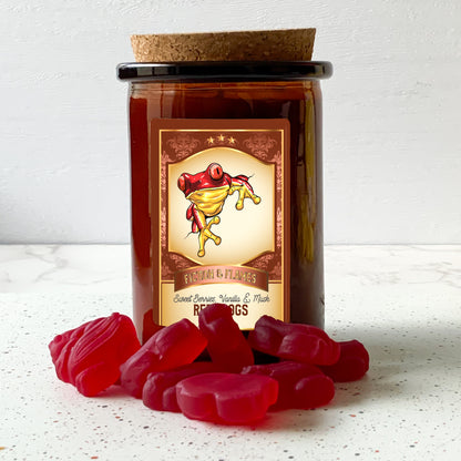 Red Lolly Frogs Scented Candle | Candy Fragrance Candle | Sweet Treat | Birthday Gift | Aromatherapy Candle | Book Lover's Gift - Fiction and Flames 