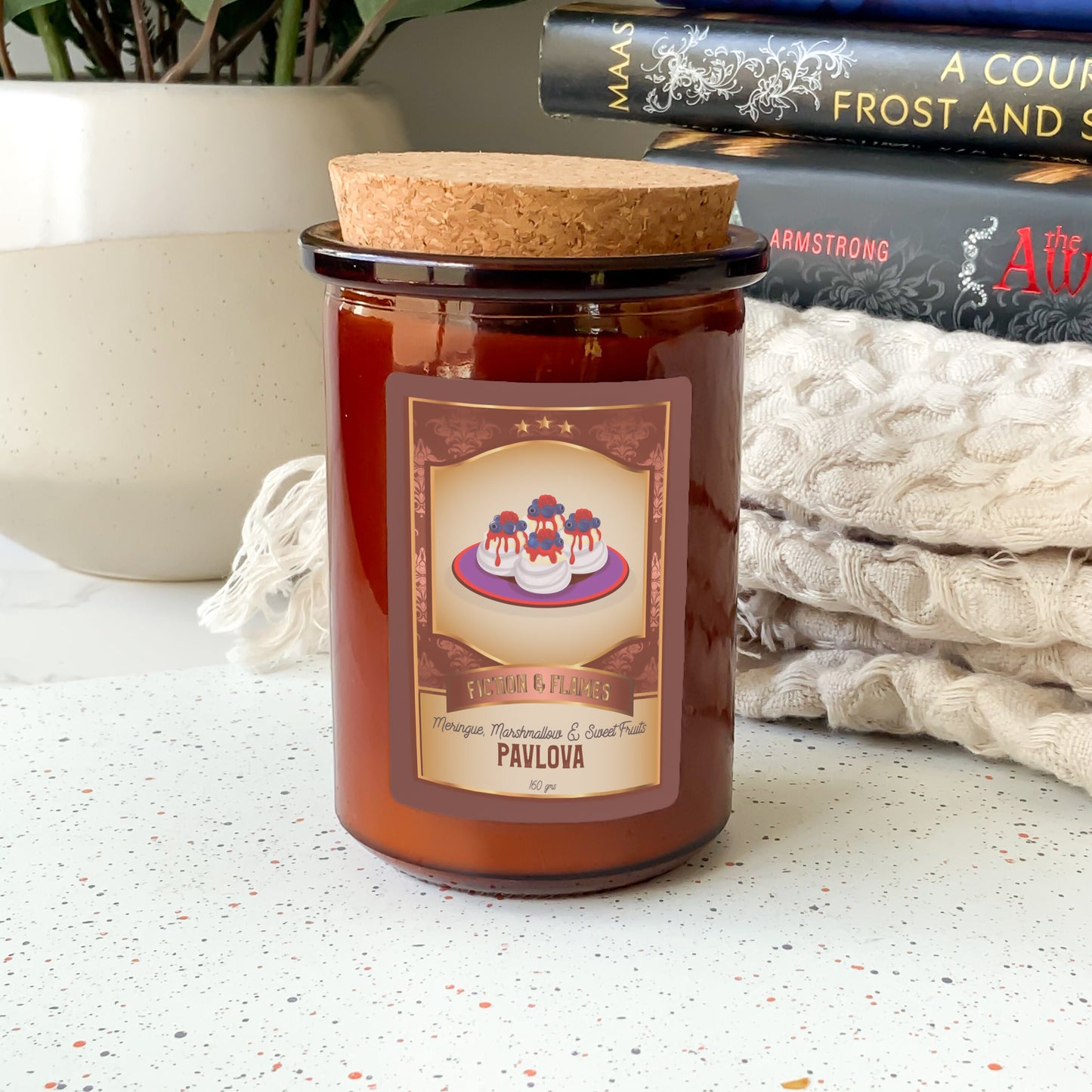 Pavlova Scented Candle | Candy Fragrance Candle | Sweet Treat | Birthday Gift | Aromatherapy Candle | Book Lover's Gift - Fiction and Flames 