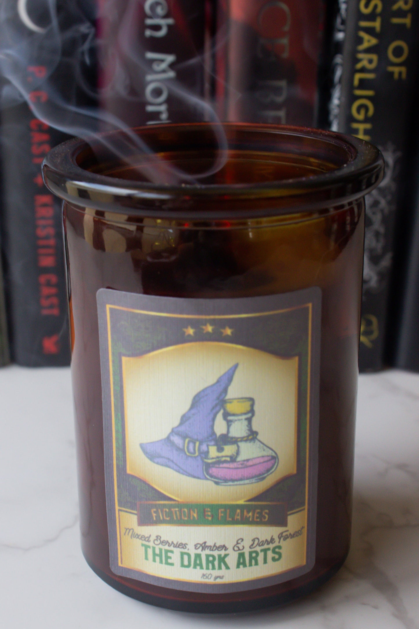 The Dark Arts | Mixed Berries, Amber & Dark Forest | Soy Candle | Wood Wick | Readers Gift | Writers Gift | Wizarding School Inspired - Fiction and Flames 