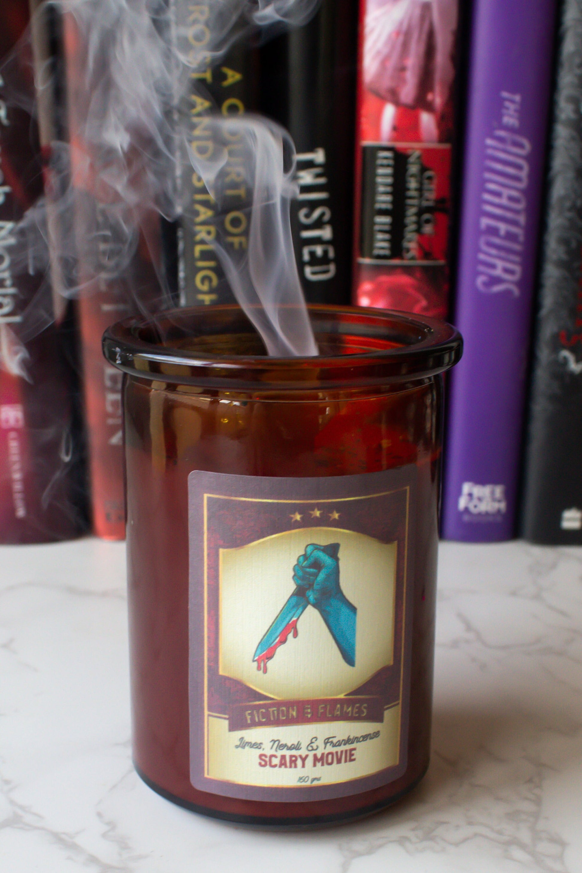 Horror Movie Gift Box | Scary Movie | Final Girl | Masked Killer | Book lover gift | Reader Gift | Library Scent | Scented Candle - Fiction and Flames 