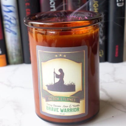 Brave Warrior | Cherry Blossom, Roses & Vanilla Candle | Soy Candle | Wood Wick | Readers Gift | Writers Gift | Mulan Inspired - Fiction and Flames 