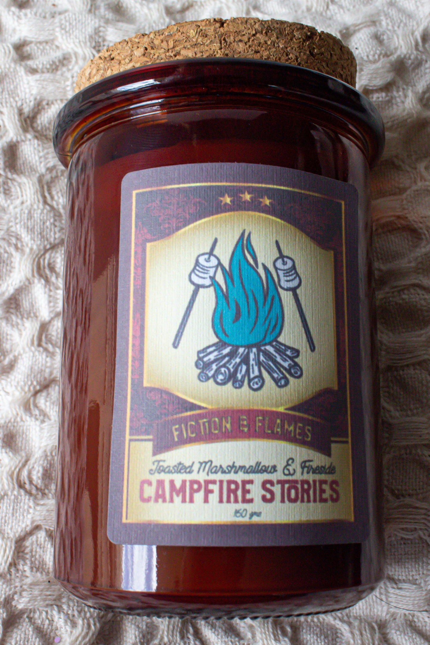 Campfire Stories | Toasted Marshmallows + Smoky Bonfire Scented | Bookish Candle | Soy Candle | Writers Gift | Aromatherapy Candle - Fiction and Flames 