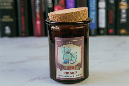 Book Nook | Cotton Candy, Cashmere + Cosy Corners Candle | Writers Gift | Scented Candle | Book Lover's Gift | Bookish Candle | Teacher Gift - Fiction and Flames 