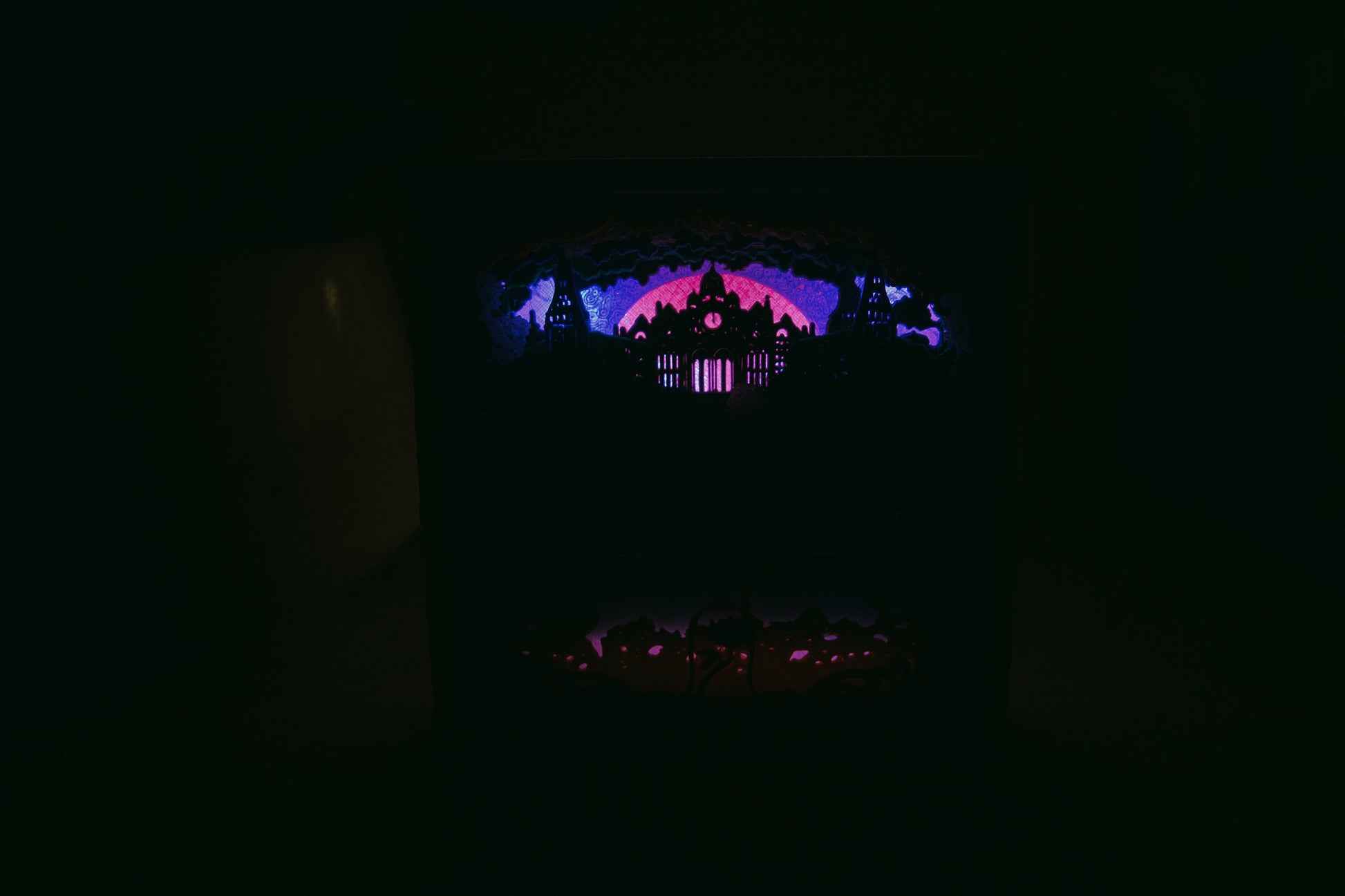 Enchanting Beauty and the Beast 3D Light Box - Glow in the Dark - Battery Powered - Belle and Beast Ballroom Scene - Fantasy Art Decor