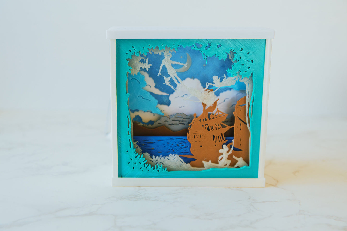 Peter Pan 3D Light Box - Glow in the Dark - Battery Powered - Whimsical Shadow Box - Fantasy Art Decor