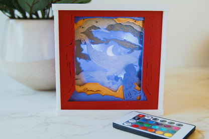 Whale Dream 3D Light Box - Glow in the Dark - Battery Powered - Imaginative Shadow Box - Fantasy Art Decor - Fiction and Flames 