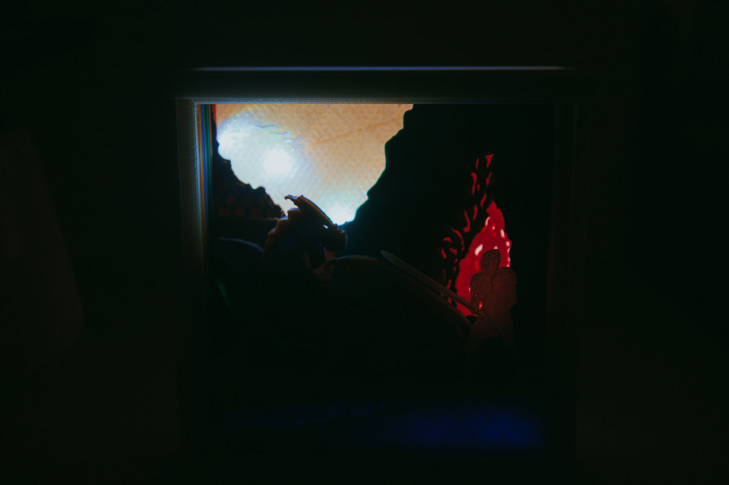 Dragon Slayer 3D Lightbox - Knight vs Dragon Shadow Box - Glow in the Dark - USB/Battery Powered - Fantasy Art Decor