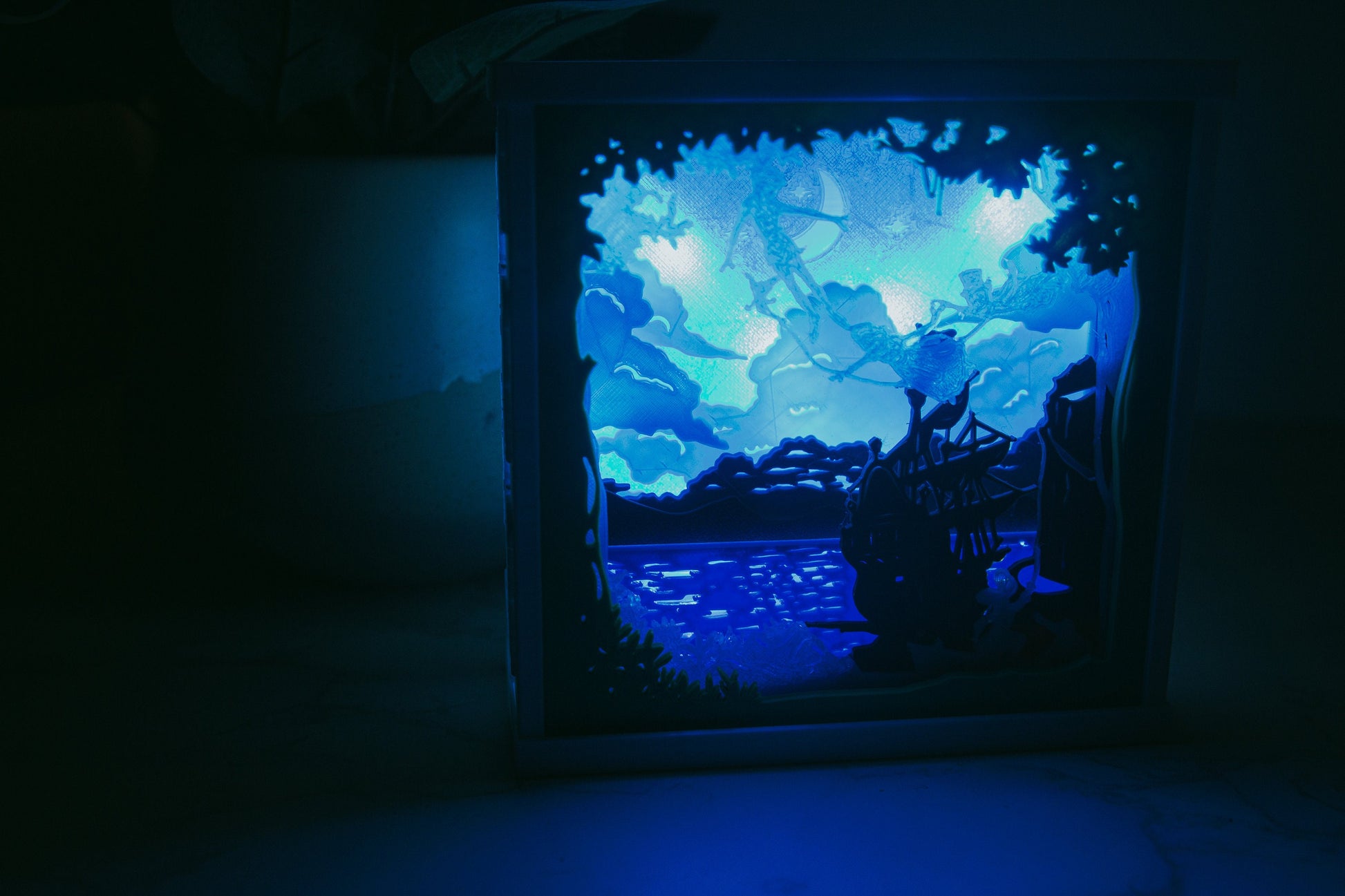 Peter Pan 3D Light Box - Glow in the Dark - Battery Powered - Whimsical Shadow Box - Fantasy Art Decor