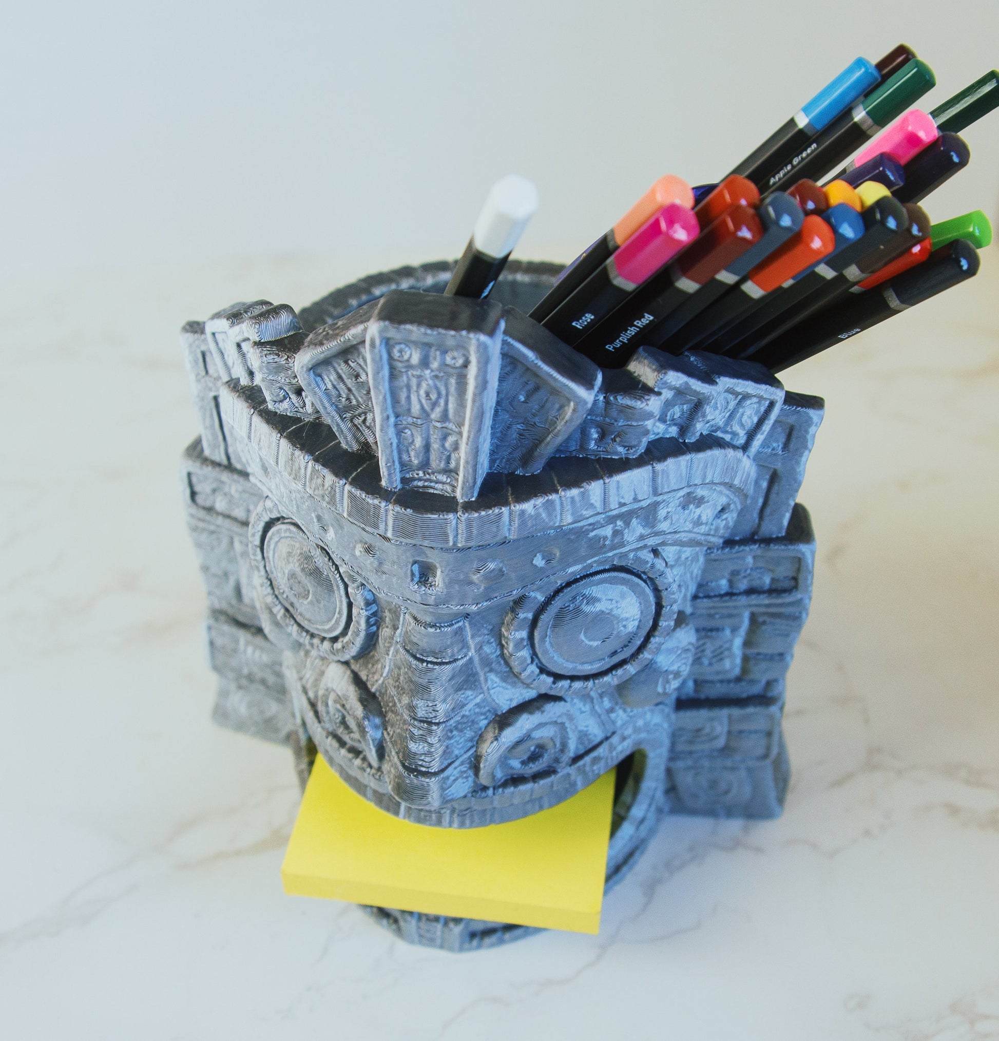 Tiki Head Pen Holder - Organise Your Workspace with Exotic Style - 3d Printed - Multiple colours available - Fiction and Flames 