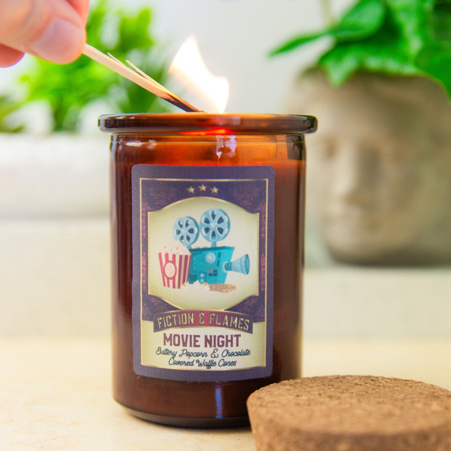 Movie Night Scented Candle - Buttery Popcorn & Chocolate Covered Waffle Cone