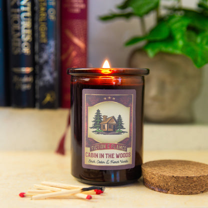 Cabin in the Woods | Birch, Cedar + French Vanilla | Bookish Candle | Outdoor Candle | HorrorSoy Candle | Writers Gift | Horror Candle - Fiction and Flames 