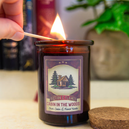 Cabin in the Woods | Birch, Cedar + French Vanilla | Bookish Candle | Outdoor Candle | HorrorSoy Candle | Writers Gift | Horror Candle - Fiction and Flames 