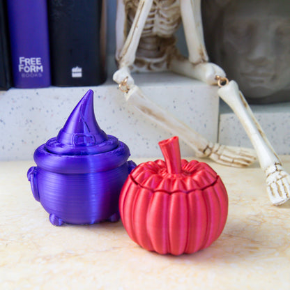 Spooky Peek-a-Boo 3D Printed Halloween Cauldron & Jack-o'-Lantern with Pop-Up Surprises - Fiction and Flames 