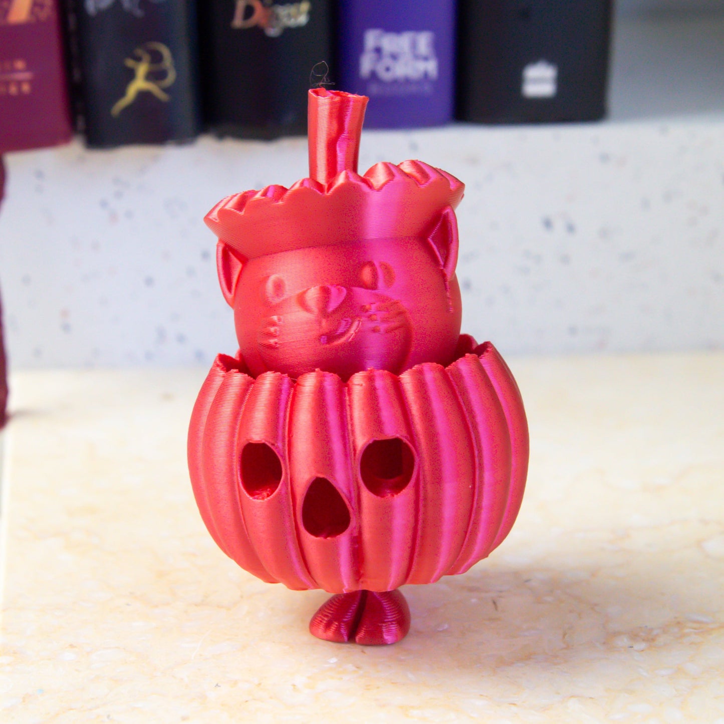 Spooky Peek-a-Boo 3D Printed Halloween Cauldron & Jack-o'-Lantern with Pop-Up Surprises - Fiction and Flames 