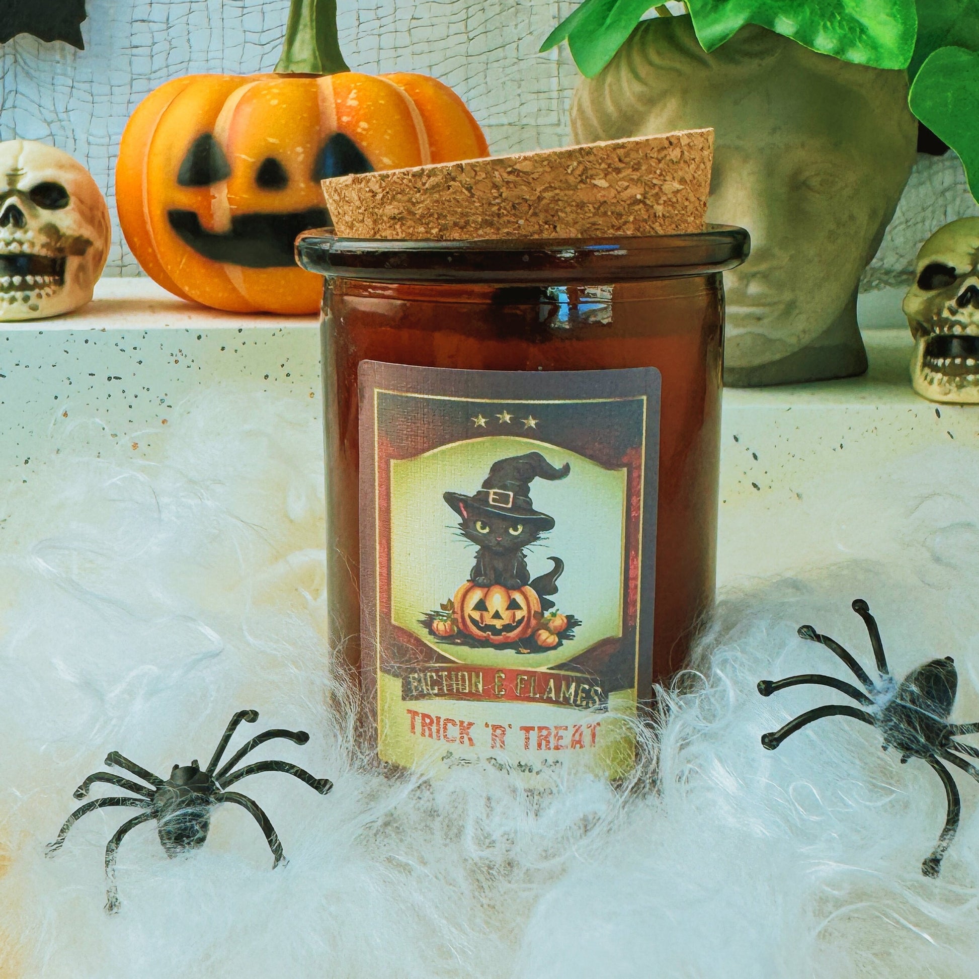 Trick 'R' Treat Pumpkin Spiced Latte Scented Candle - Halloween Decor - Hand-Poured Soy Wax Candle