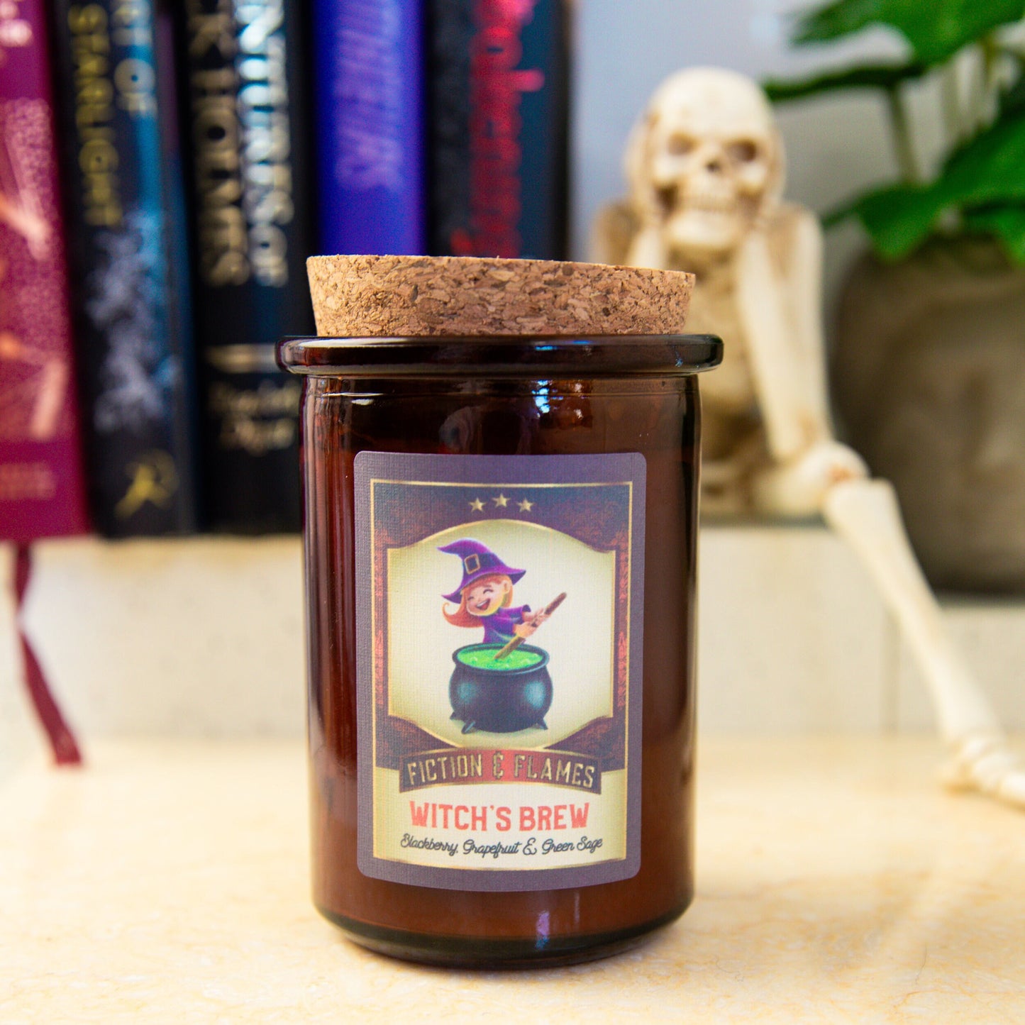 Witch's Brew - blackberry, grapefruit & green sage - Halloween Decor - Hand-Poured Soy Wax Candle - Fiction and Flames 