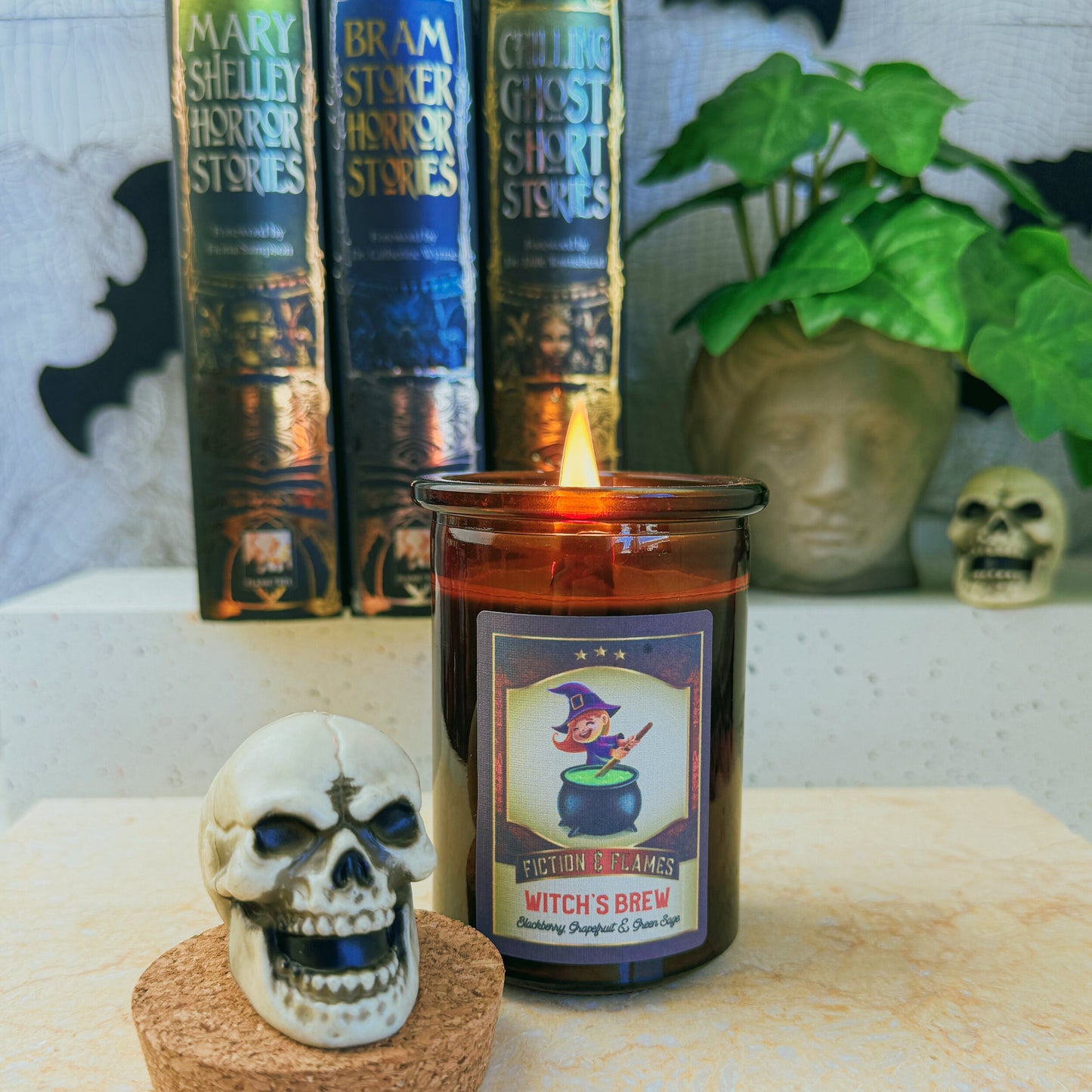 Witch's Brew - blackberry, grapefruit & green sage - Halloween Decor - Hand-Poured Soy Wax Candle - Fiction and Flames 