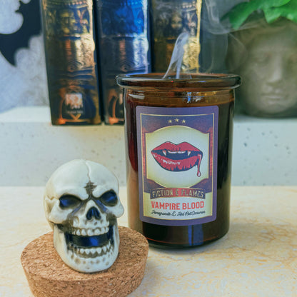 Vampire Blood - Pomegranate & Red Hot Cinnamon Scented Candle - Halloween Decor - Hand-Poured Soy Wax Candle - Fiction and Flames 