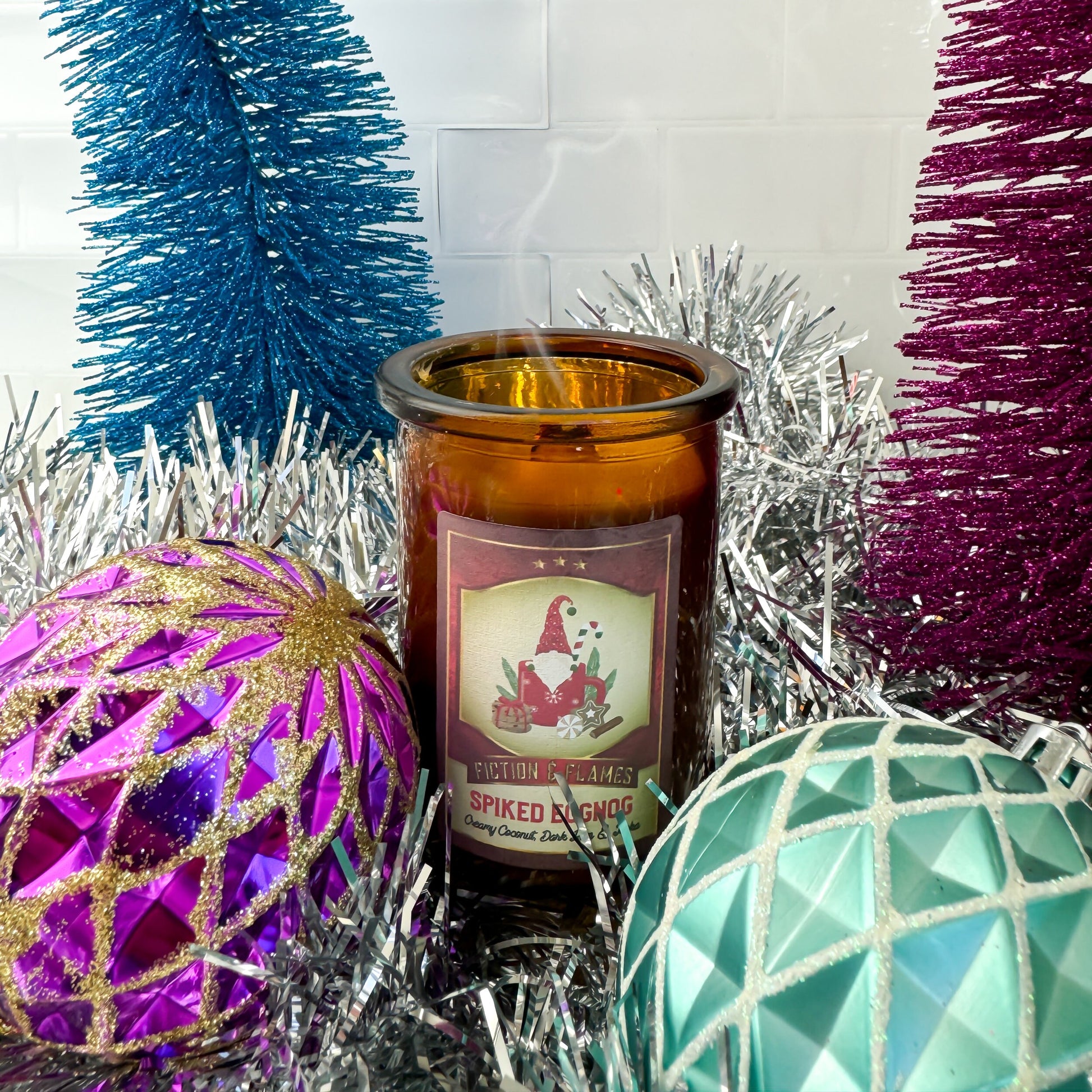 Spiked Eggnog Christmas Candle - Coconut, Dark Rum & Tonka Scented - Fiction and Flames 