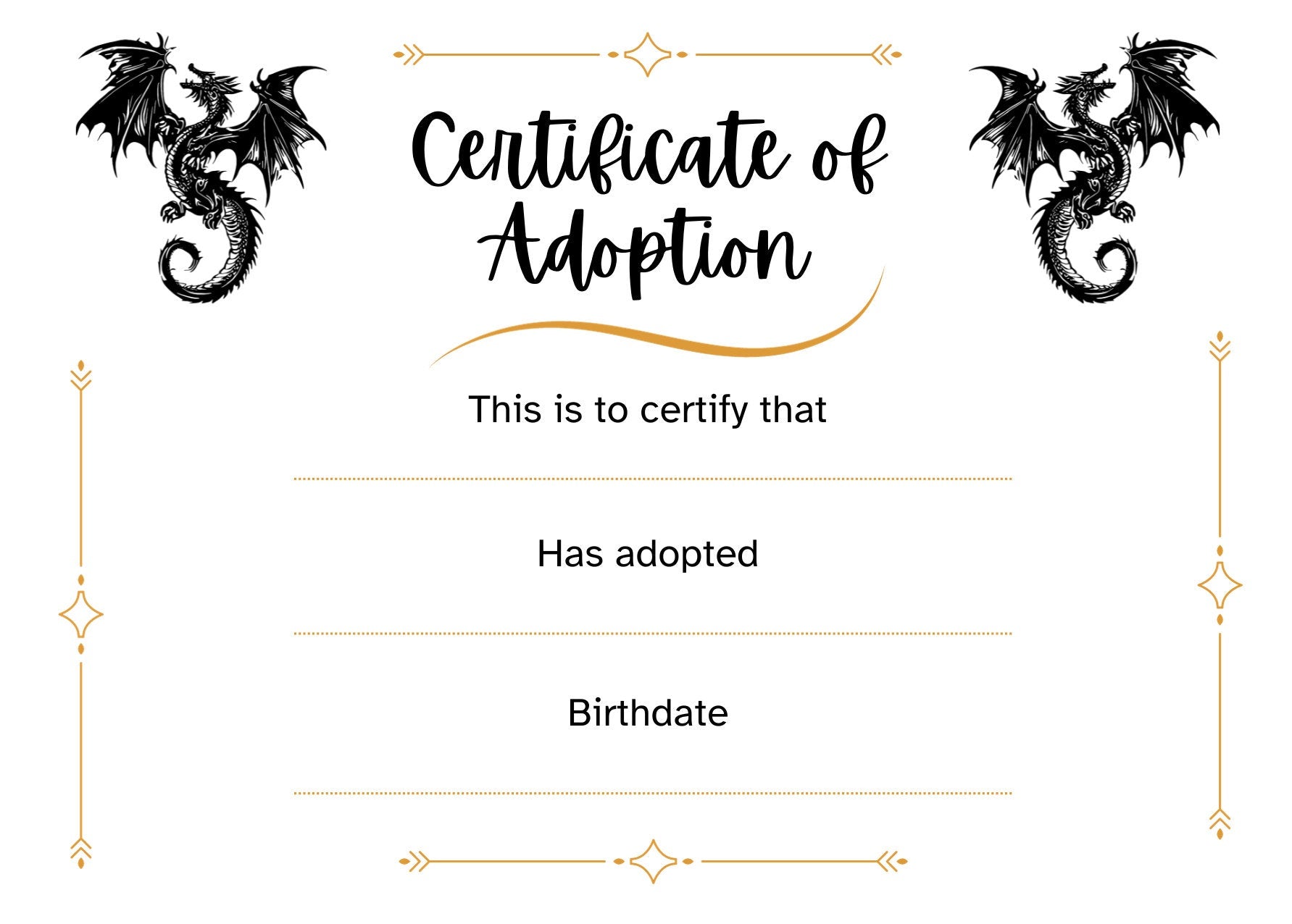 dinosaur adoption certificate