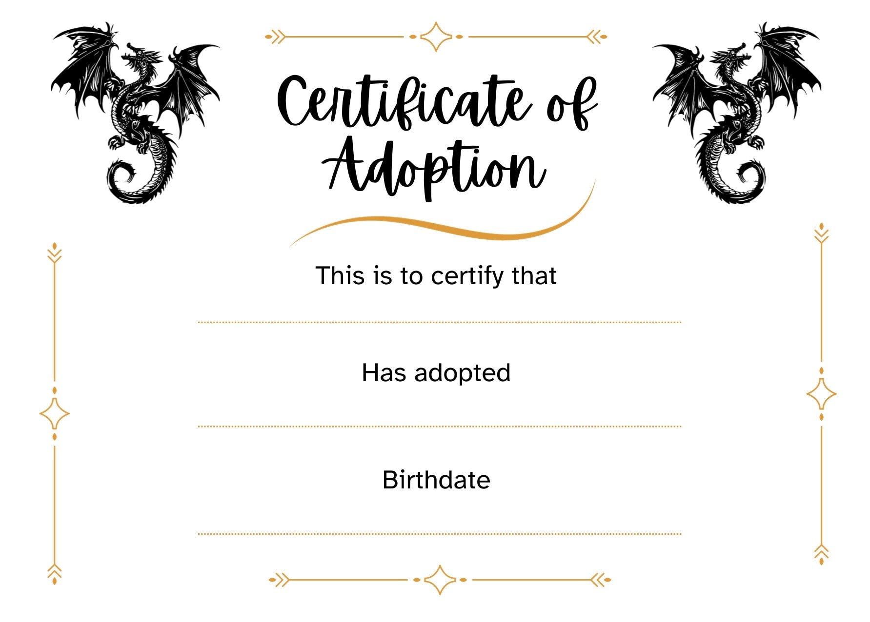 dragon adoption certificate