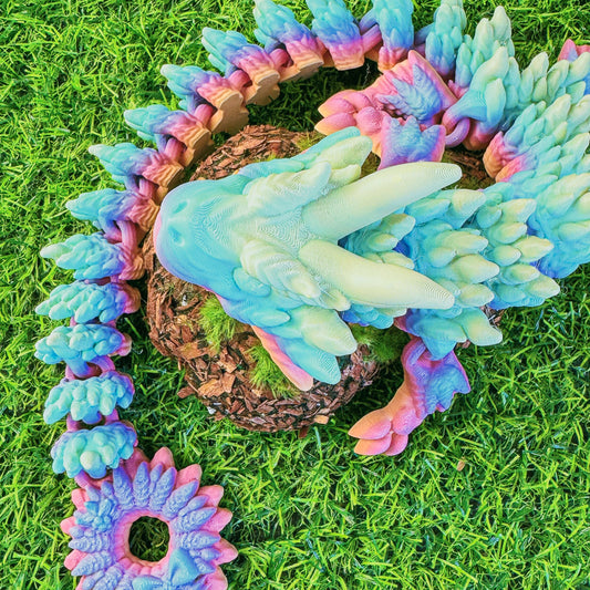 Christmas Wreath Dragon | Fantasy Dragon Model | 3d Printed Dragon | Desk Fidget Toy | Christmas Inspired Dragon - Fiction and Flames 